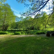 Teich mit Sitzbank an der Grillstation Schwalefeld