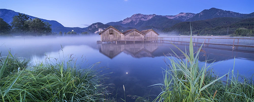 Bootshütten am Kochelsee, Oberbayern Bootshütten am Kochelsee, Oberbayern