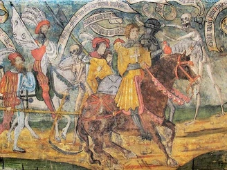 Leuk: Stefanskirche mit Beinhaus: Totentanz