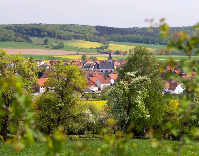 Blick auf Alhausen Blick von weiter weg auf Alhausen.