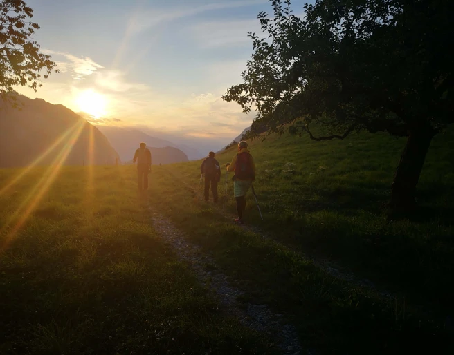Herrliche Wanderung bei Sonnenuntergang
