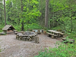 Beautiful fireplace directly by the stream