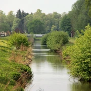 Große Norderbäke Ein idyllisch gelegene Bäke fließt durch eine grüne, bewaldete Landschaft.