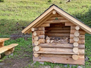 Log cabin and seating set