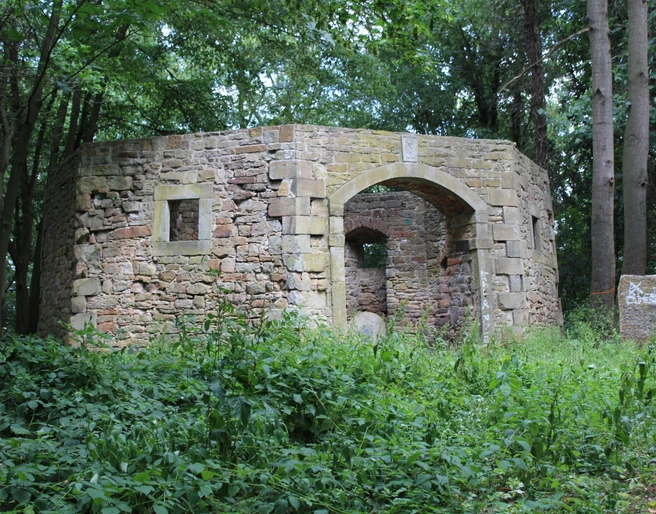Mühlenruine Rehburg Naturumgebene Ruine einer alten Mühle mit moosbewachsenen Steinen und einem offenen Bogendurchgang.