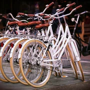 Fahrräder_Yorgunum_pixabay.jpg Im Vordergrund stehen vier weiße Fahrräder, im Hintergrund weitere Fahrräder in verschiedenen Farben