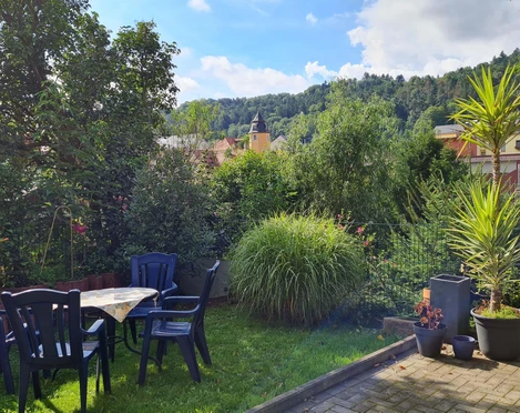 Sitzecke mit Blick auf Bad Schandau