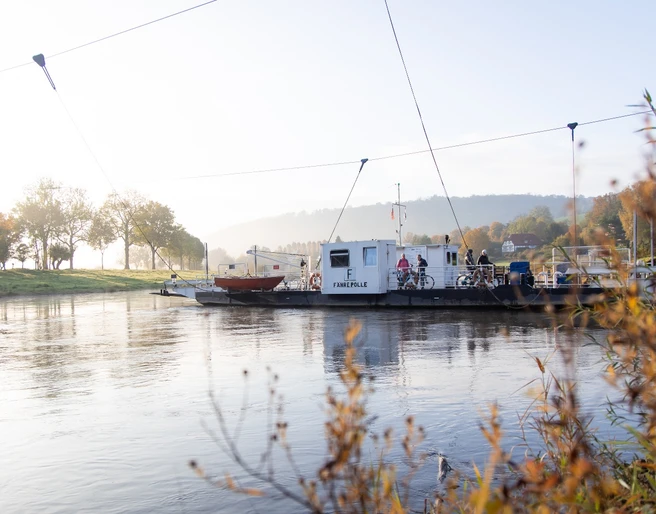 Gierseilfähre auf der Weser in Polle