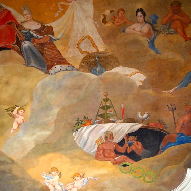 Deckenmalerei im Jagdhaus Kössern