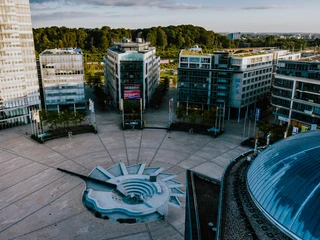 MediaPark / Cinedom Blick von oben auf Platz am MediaParkView of the MediaPark square from above
