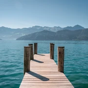 Oberdorfquai jetty Aussicht vom Oberdorfquai in die BergeView of the mountains from OberdorfquaiVue sur les montagnes depuis le quai d'Oberdorf