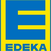 Edeka Farchant Logo großes blaues E darunter Edeka auf gelben Hintergrund mit blauer Umrandung