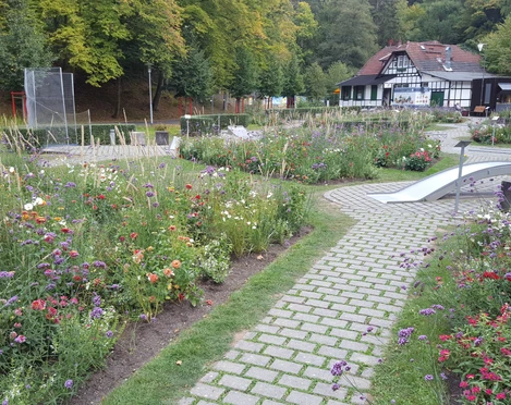 Minigolfanlage mit Blick auf das Golfhaus