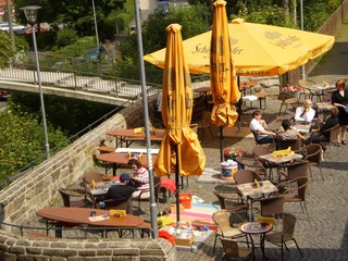 Blick auf den Biergarten
