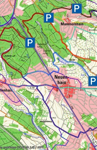 Standort der Parkplätze im Laufpark Taunus