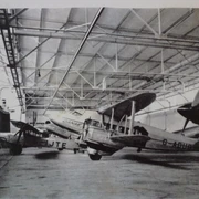 Flugzeughangar Butzweiler Hof  Alte Schwarz-Weiß Aufnahme von Segelflugzeugen im Flugzeughangar am Butzweiler HofOld black and white photo of gliders in the hangar at Butzweiler Hof