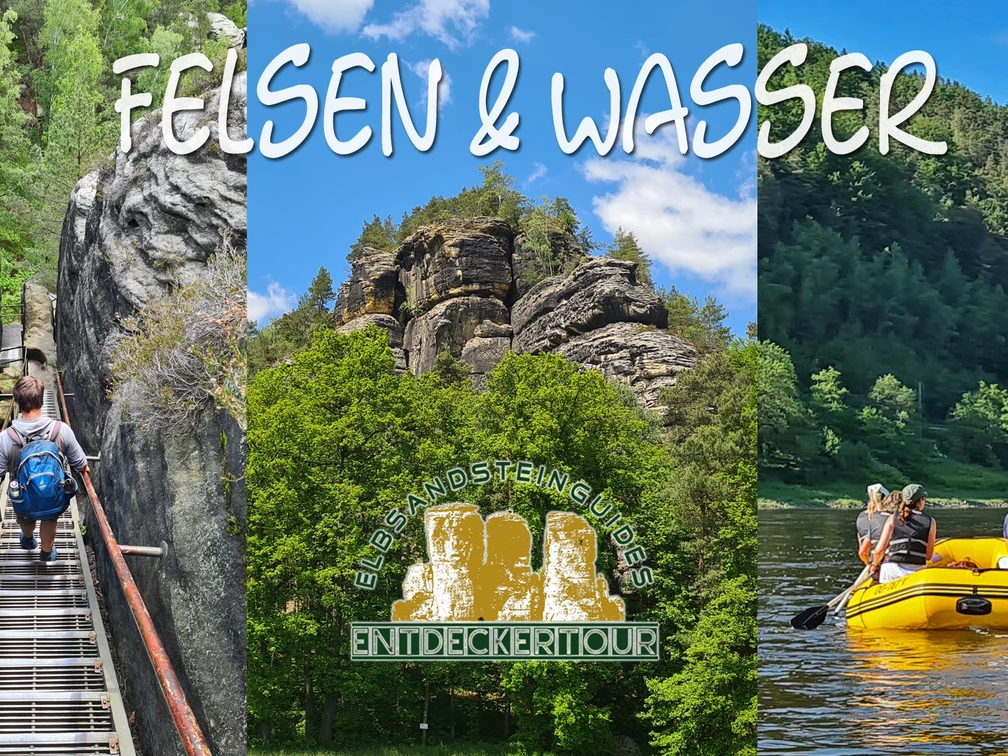 Felsen+Wasser-ErlebnisWanderung Wanderung durch beeindruckende Felsformationen und entlang eines Flusses inmitten grüner Wälder.