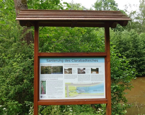 Info-Tafel Sanierung des Clarabadteichs