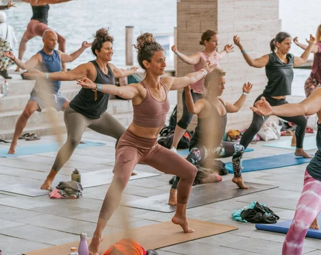 Yoga lesson for groups