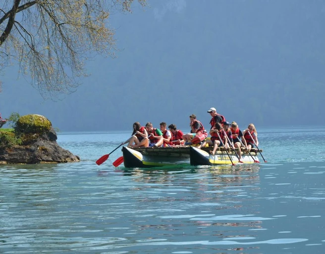 Catamaran raft building team challenge