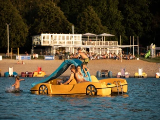 Mit dem Tretboot auf dem Stausee Bautzen
