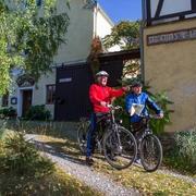 Radfahrer am Museums- und Ferienhof Waltersdorf bei Berga