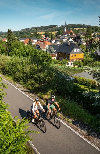 Blick vom Bahnradweg Oberlausitz nach Cunewalde