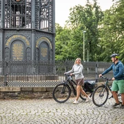Fahrradfahrer auf dem Löbauer Berg