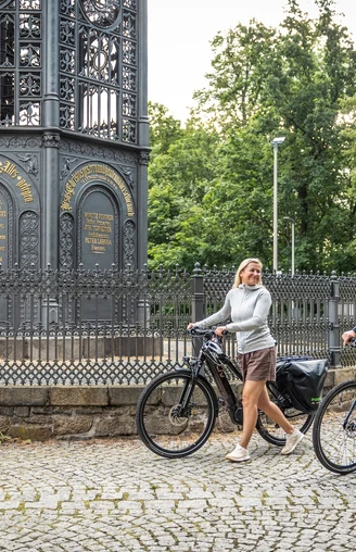 Fahrradfahrer auf dem Löbauer Berg