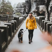 Auf der Basteibrücke mit Hund