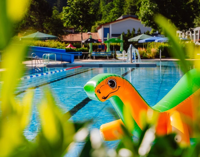 Becken mit Spieltier und Rutsche