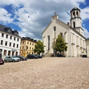Altmarkt mit St. Laurentius Kirche Auerbach/Vogtland