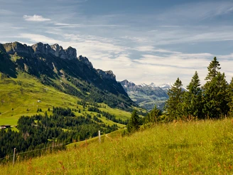 Die markanten Felsriegel der Schwändelifluh sind von der First besonders gut zu sehen.