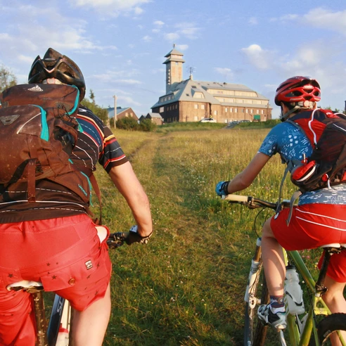 Radfahrer auf dem Fichtelberg