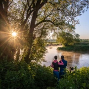 Sonnenaufgang an der Eder-Mündung