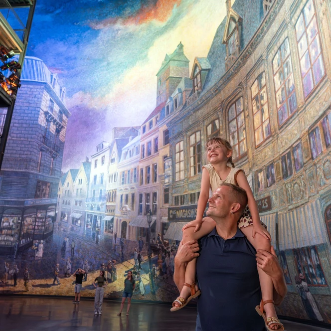 Familie im Panorama DIE KATHEDRALE VON MONET - Industriekultur in Leipzig