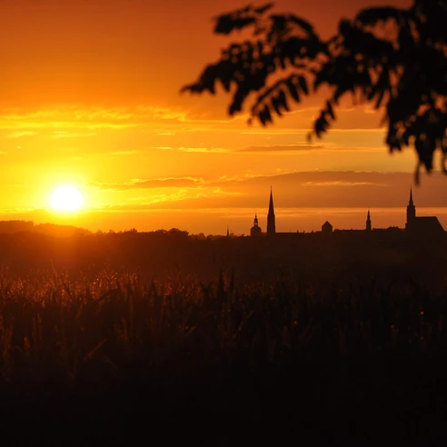 Sonnenuntergang vor Bautzens Türmen bei Auritz