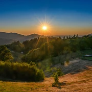 Blick vom Blöchereck ins Tal bei Sonnenuntergang