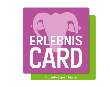 erlebniscard-lueneburger-heide.jpg Logo der ErlebnisCard Lüneburger Heide mit stilisiertem Heidschnucken-Kopf in Pink und Grün.