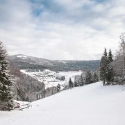 Blick über den Stieg, hinüber zum Dollenberg