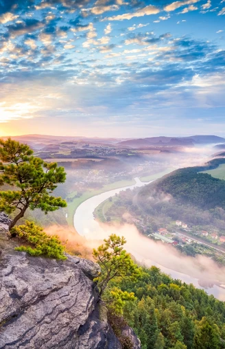 Blick vom Lilienstein am Morgen