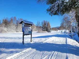 Ziel der Ortsloipe Hammerbrücke am Parkplatz Mittelweg