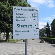 Hinweisschild Stauseeradtour