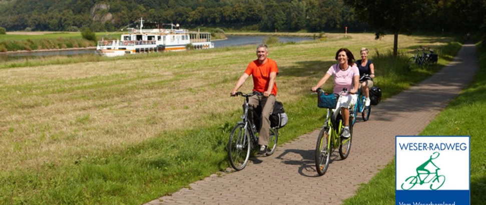 Der Weser-Radweg ist weitesgehend flach ohne nennenswerte Steigungen