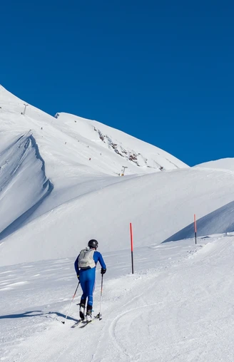 Skitourer auf dem Rosswald mit Aussicht auf das Fülhorn