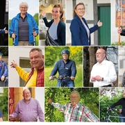 Bildercollage Stadtführer.jpg Collage mit 14 lächelnden Menschen verschiedener Altersgruppen in unterschiedlichsten Umgebungen.