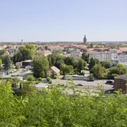 Stadt Eilenburg - Veranstaltungen in der Leipzig Region Blick auf die Muldestadt Eilenburg aus Richtung Burg bei sonnigem Wetter, Veranstaltungen, Kultur