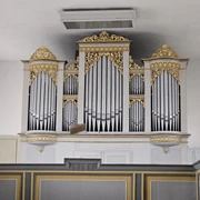 Geißler-Orgeln in Kirche Machern Zu sehen ist die Geißler-Orgel in der Kirche Machern im close-up.