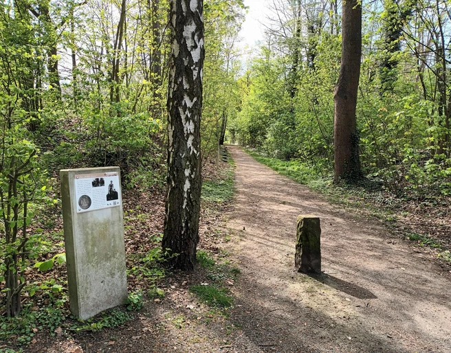 Infostele Wilder Mann auf dem Märchenpfad im Kurpark am Greif in Salzgitter-Bad