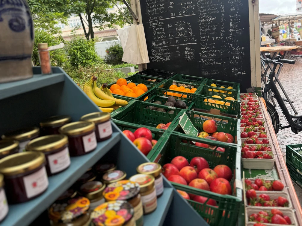 Wochenmarkt-Stand in Westerland auf Sylt